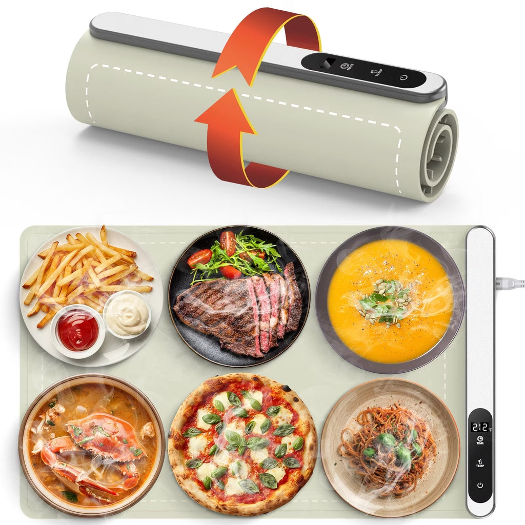 VASG Warming Mat for Food, Electric Warming Tray with 6 Adjustable Temperature Settings and 6-Hour Timer, Food Warmers for Parties Buffet, Events & Family Gatherings (White)