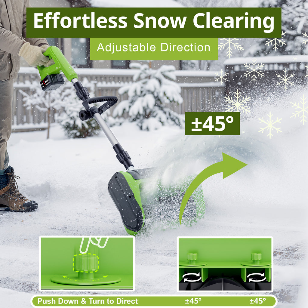 VASG Electric Cordless Snow Shovel, 2X 3.0Ah/ 21V 12-Inch Battery Snow Blower, Snow Removal Machine with Adjustable Front Handle, for Driveways, Sidewalks, Steps & Patios (Charger Included)