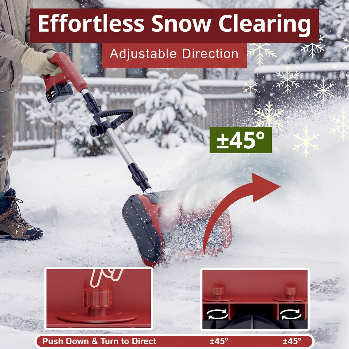 VASG Cordless Electric Snow Shovel, 21V 2×3.0Ah 12-Inch Battery-Powered Snow Blower with Adjustable Front Handle, Snow Removal Tool for Driveways, Sidewalks, Steps, and Patios