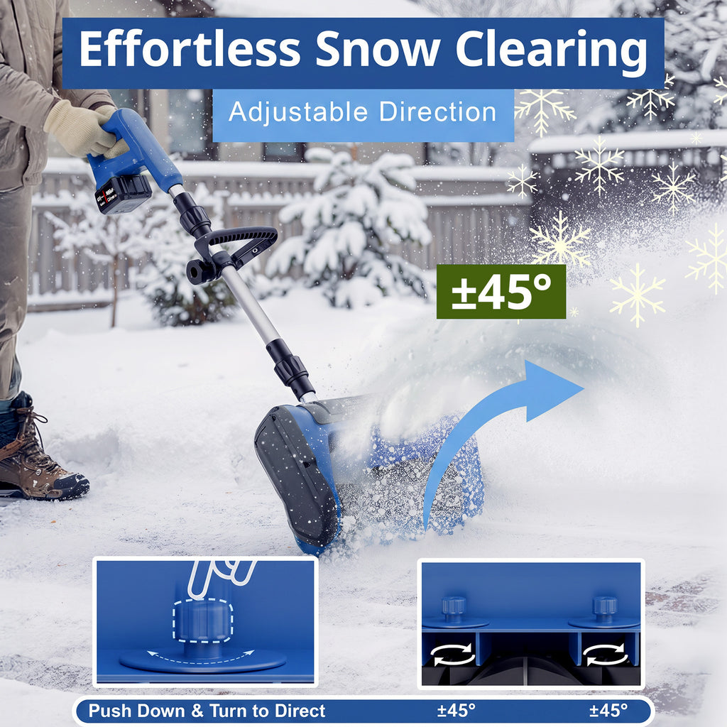 VASG Cordless Electric Snow Shovel, 12-Inch Battery-Powered Snow Blower with 2×3.0Ah Batteries