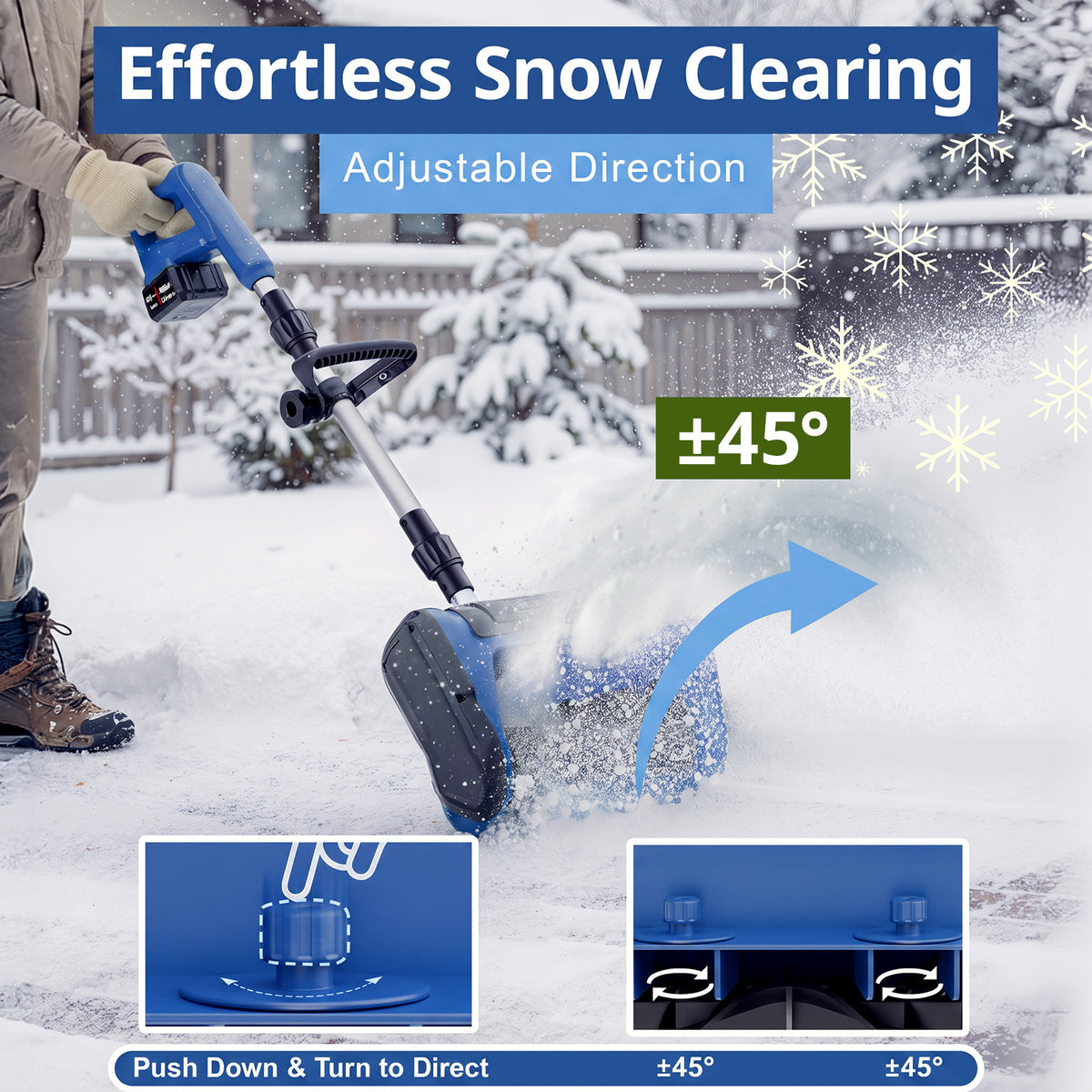 VASG Cordless Electric Snow Shovel, 12-Inch Battery-Powered Snow Blower with 2×3.0Ah Batteries