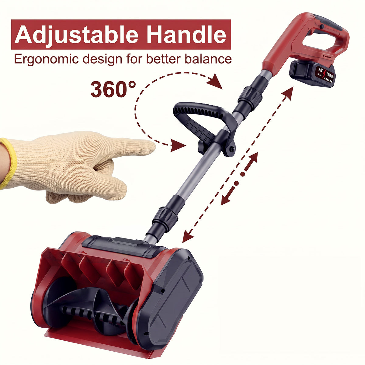 VASG Cordless Electric Snow Shovel, 21V 2×3.0Ah 12-Inch Battery-Powered Snow Blower with Adjustable Front Handle, Snow Removal Tool for Driveways, Sidewalks, Steps, and Patios