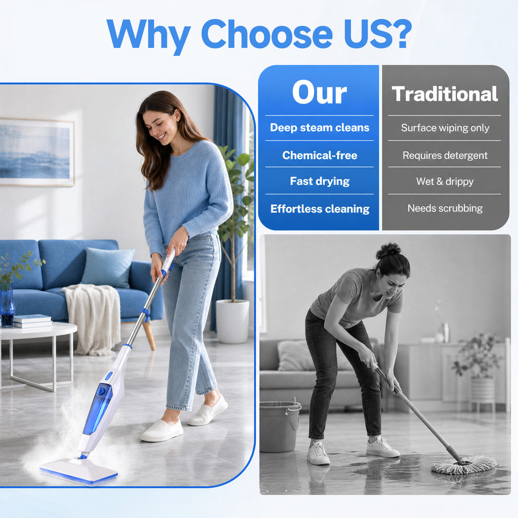 VASG Steam Mop, 14-in-1 Detachable Floor Steamer, 1300W Powerful Steam Up to 228°F for Deep Cleaning, Multi-Purpose Handheld Steam Cleaner for Tile, Grout, Furniture, Carpet & Walls