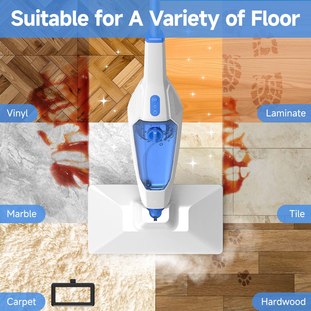 VASG Steam Mop, 14-in-1 Detachable Floor Steamer, 1300W Powerful Steam Up to 228°F for Deep Cleaning, Multi-Purpose Handheld Steam Cleaner for Tile, Grout, Furniture, Carpet & Walls