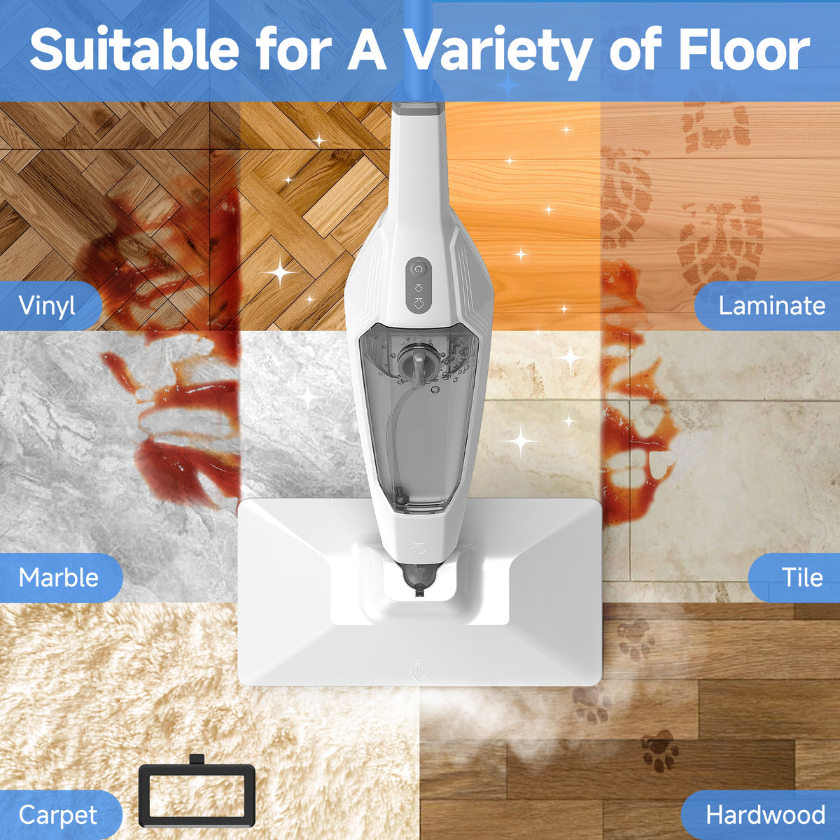 VASG Steam Mop, 14-in-1 Detachable Steam Cleaner