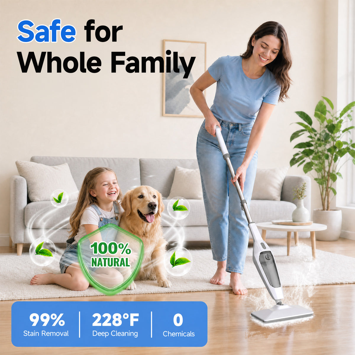 VASG Steam Mop, 14-in-1 Detachable Steam Cleaner