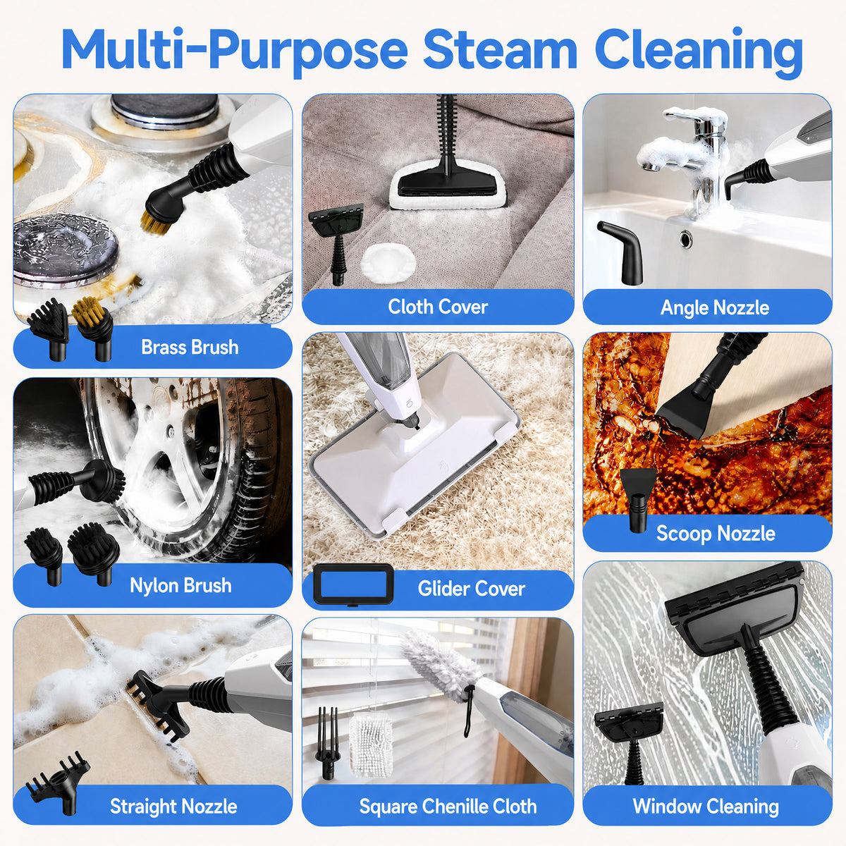 VASG Steam Mop, 14-in-1 Detachable Steam Cleaner