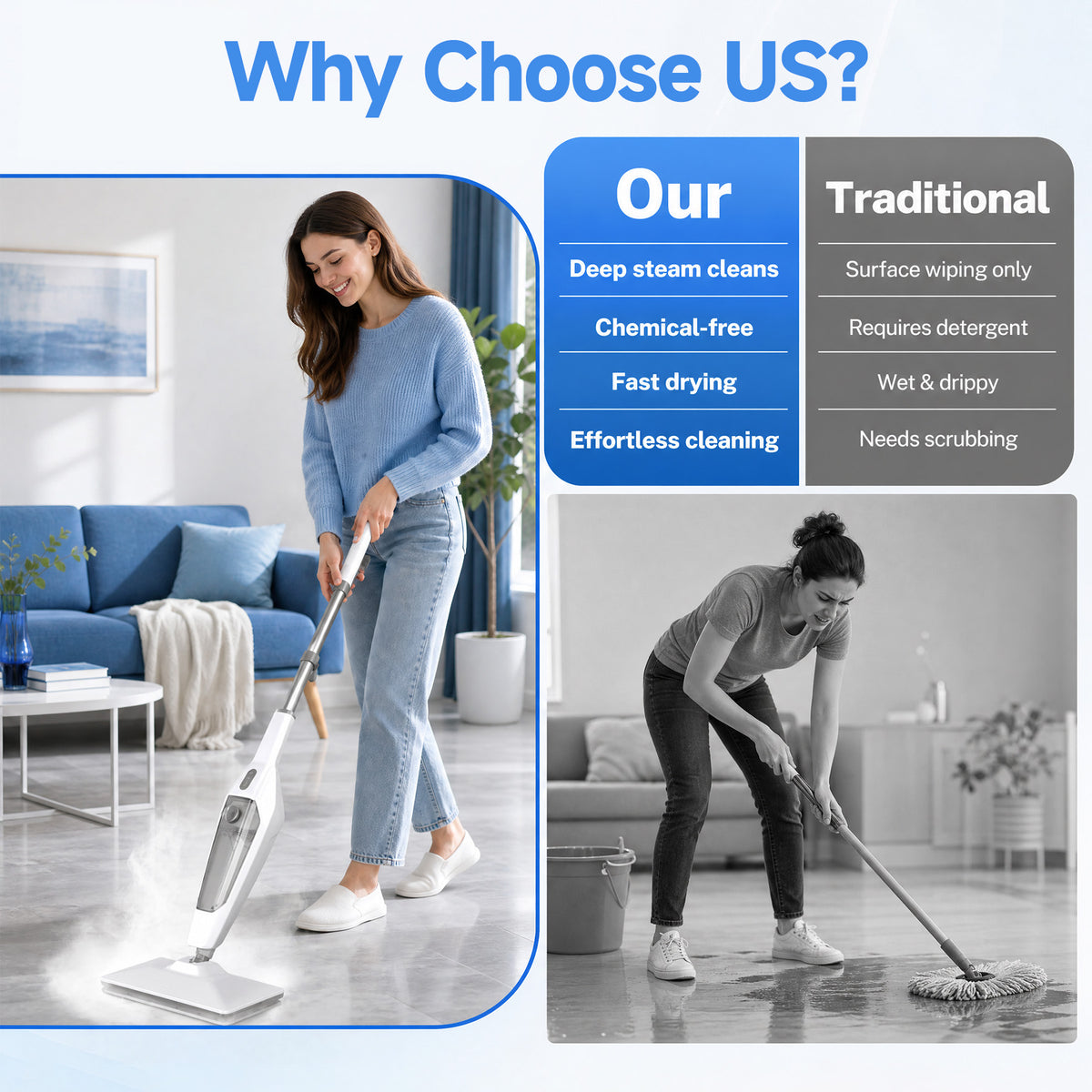VASG Steam Mop, 14-in-1 Detachable Steam Cleaner
